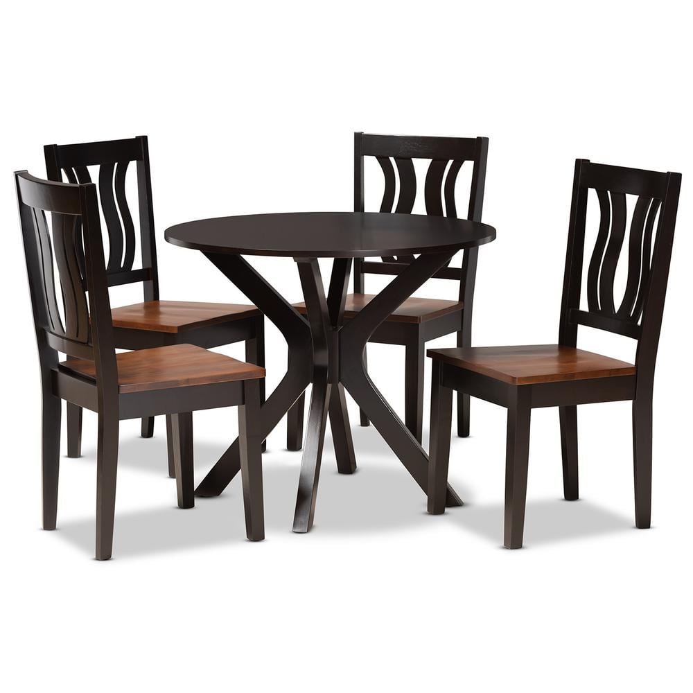 Mare Two-Tone Dark and Walnut Brown 5-Piece Dining Set