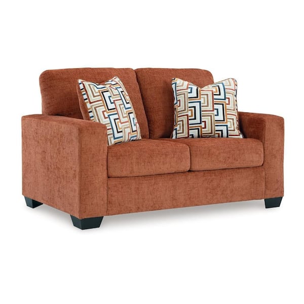 Avie 62 in. Polyester 2-Seater Loose Loveseat in Orange