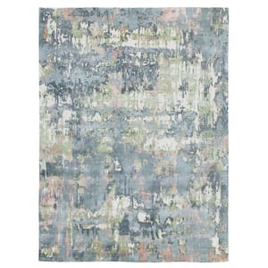 Caryll Chel Blue/Green 2 ft. x 3 ft. Hand-Woven Abstract Wool-Blend Area Rug