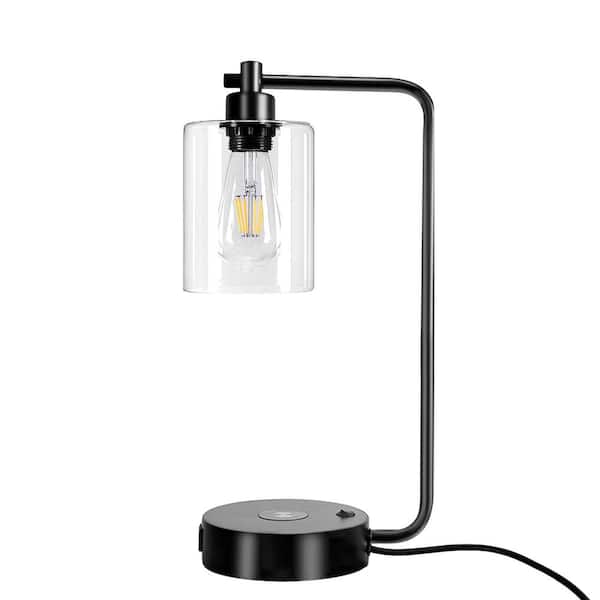 Cedar Hill 19 in. Clear Table Lamp with Glass Shade