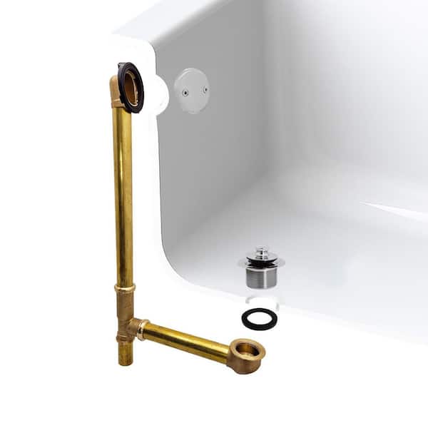 Westbrass Twist and Close Bath Waste and Overflow for 22 in. Maximum Make-Up, Polished Chrome