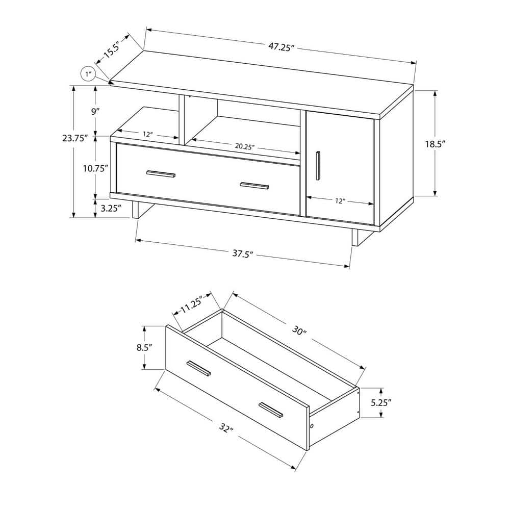 47.25" Brown and Taupe Reclaimed Wood TV Stand with Cabinet