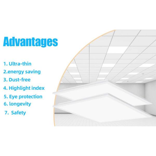 Honbei 2 ft. x 2 ft. 5800 Lumens Integrated LED Panel Light, 5000K2X2 FT Drop Ceiling Flat LED Light Panel, ETL Listed 4 Pack