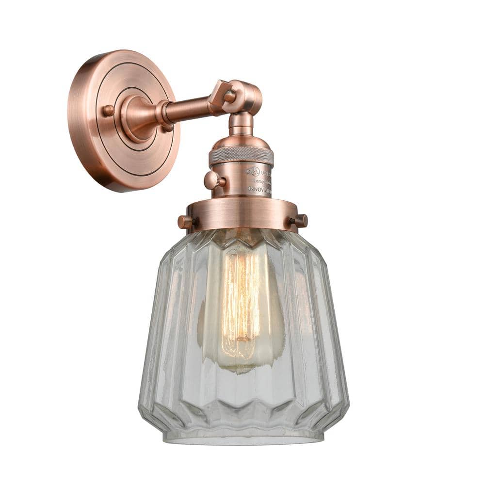 Chatham 1-Light Antique Copper, Clear Wall Sconce with Clear Glass Shade price history on PriceWatchPro