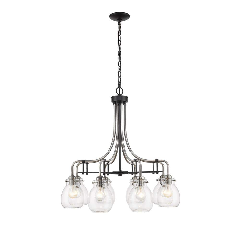 Kraken 8-Light Matte Black and Brushed Nickel Indoor Shaded Chandelier with