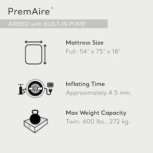 Full PremAire I Fiber-Tech Elevated Air Mattress Bed with Built-In Pump