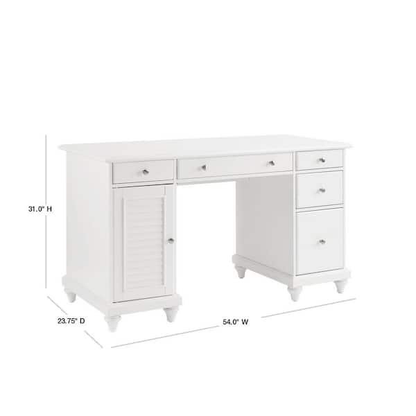 5 Drawer Executive Desk, Thin White Desk With Drawers