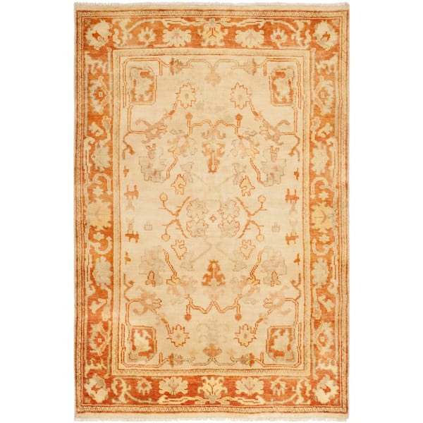 Oushak 4 ft. x 6 ft. Ivory/Rust Traditional Oriental Area Rug