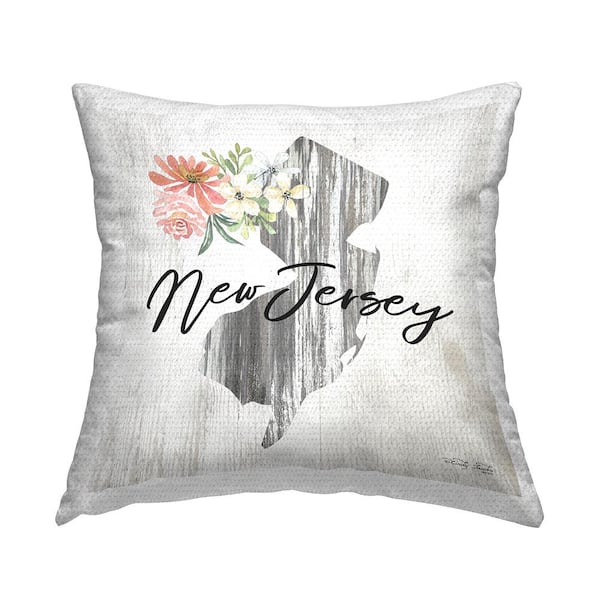 Stupell Industries Floral New Jersey State Multi-Color Square Outdoor Throw Pillow