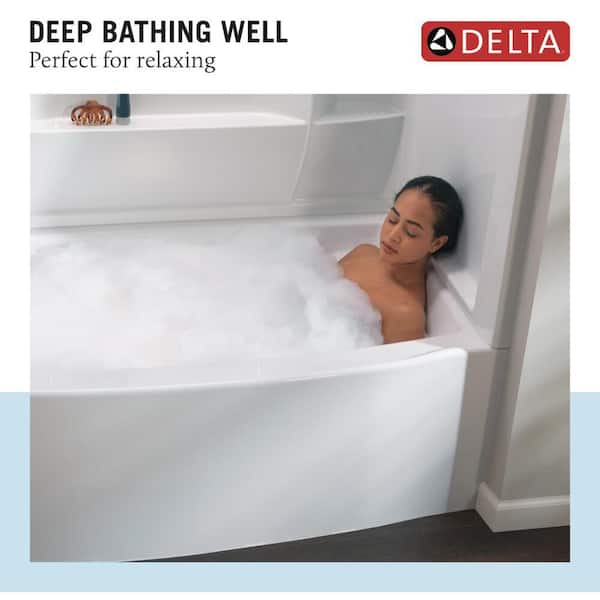 Delta - Classic 500 Curve 60 in. x 32 in. Alcove Deep Soaking Bathtub with Left Drain in High Gloss White