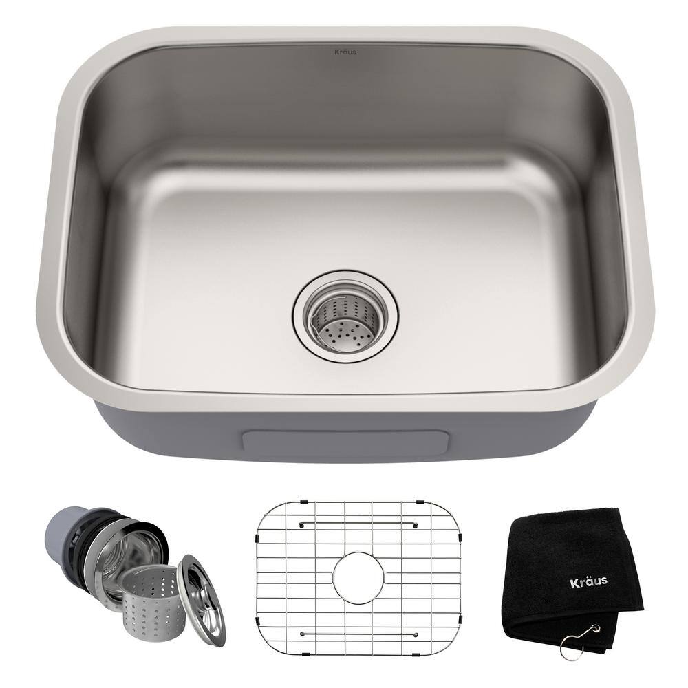 Kraus Premier Undermount Stainless Steel 23 In Rectangular Single Bowl Kitchen Sink Kbu12 The Home Depot