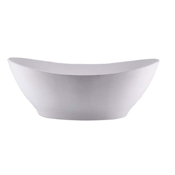67 in. x 31.5 in. Contemporary Solid Surface Soaking Bath Tub Stone Resin Freestanding Bathtub in Glossy White