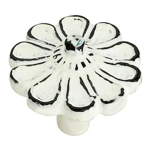 Cosmo Flower 1-5/6 in. (47 mm) Distressed White Patina Cabinet Knob