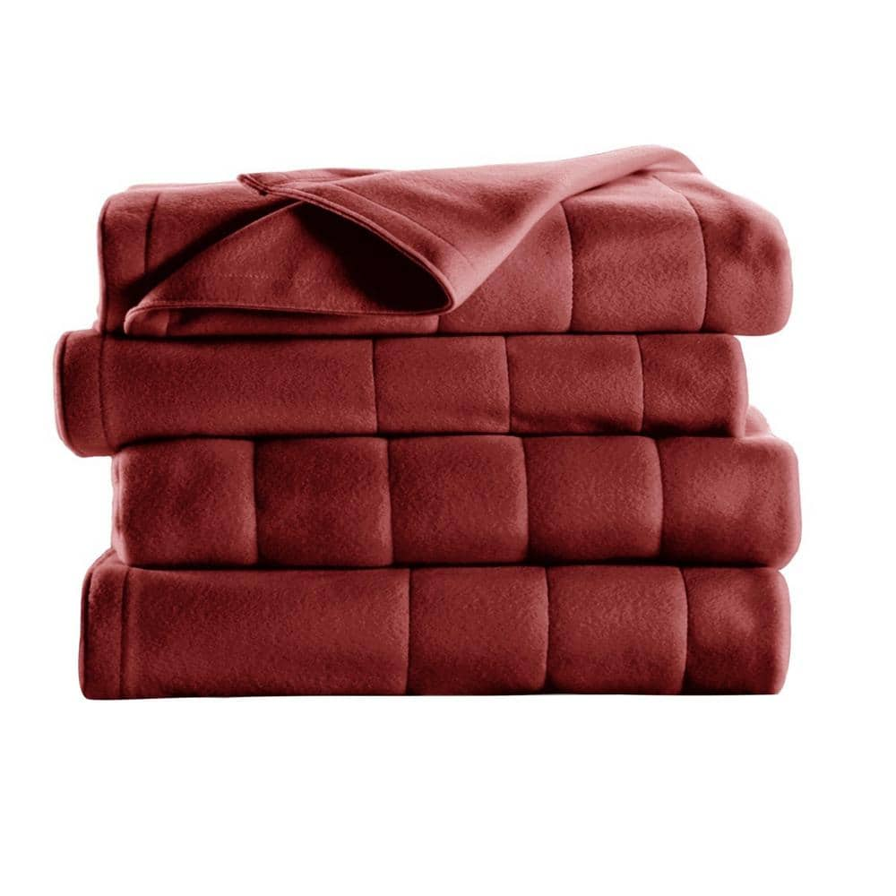 Sunbeam Fleece Full Heated Blanket in Garnet 985115433M - The Home