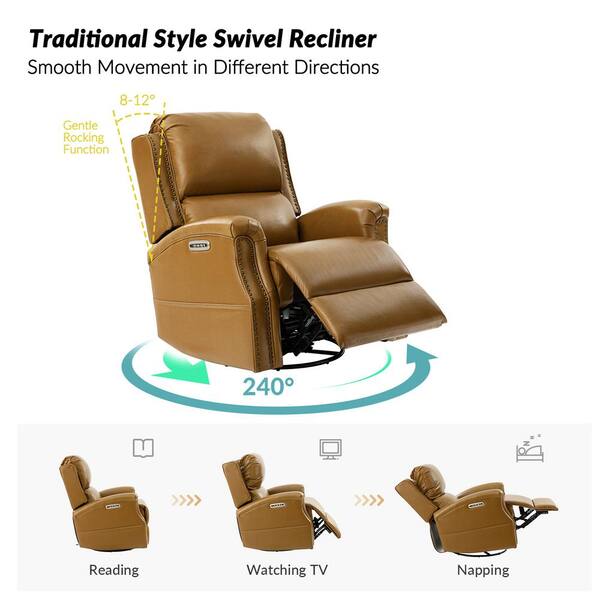 JAYDEN CREATION Joachim Camel 34.5 in. Traditional Genuine Leather