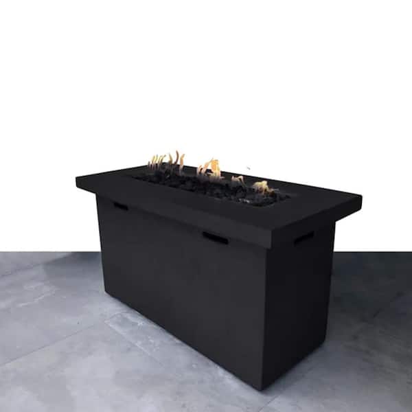 Mondawe 42 in. 50,000 BTU Rectangle Concrete Outdoor Propane Gas Fire Pit Table in Black