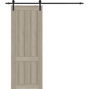 Shaker 30 in. W. x 80 in. 2-Panel Shamburg Finished Composite Wood Sliding Barn Door with Hardware Kit