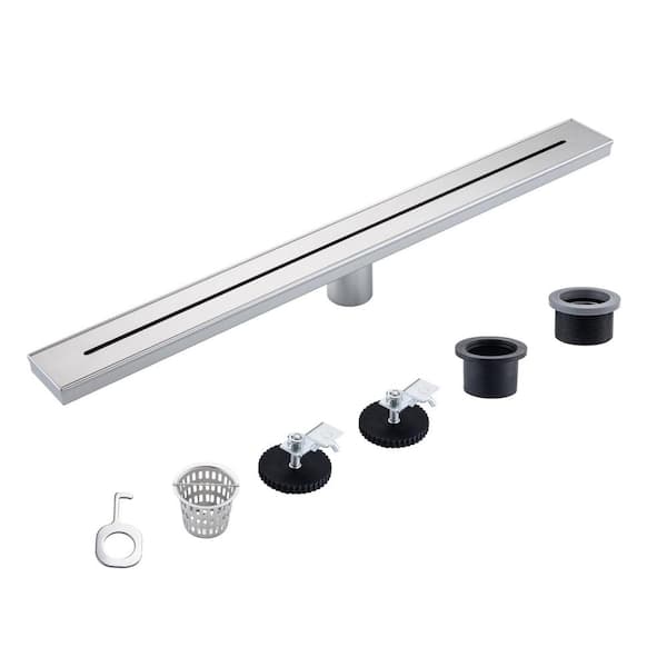 Tahanbath 2.75 in. W x 28 in. D Stainless Steel Decorative Drain Cover with Brushed Nickel
