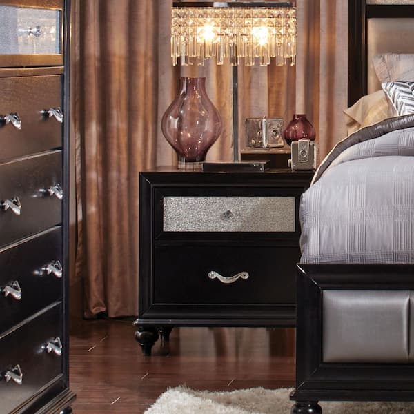 Coaster Barzini 2-Drawer Black Nightstand 200892 - The Home Depot