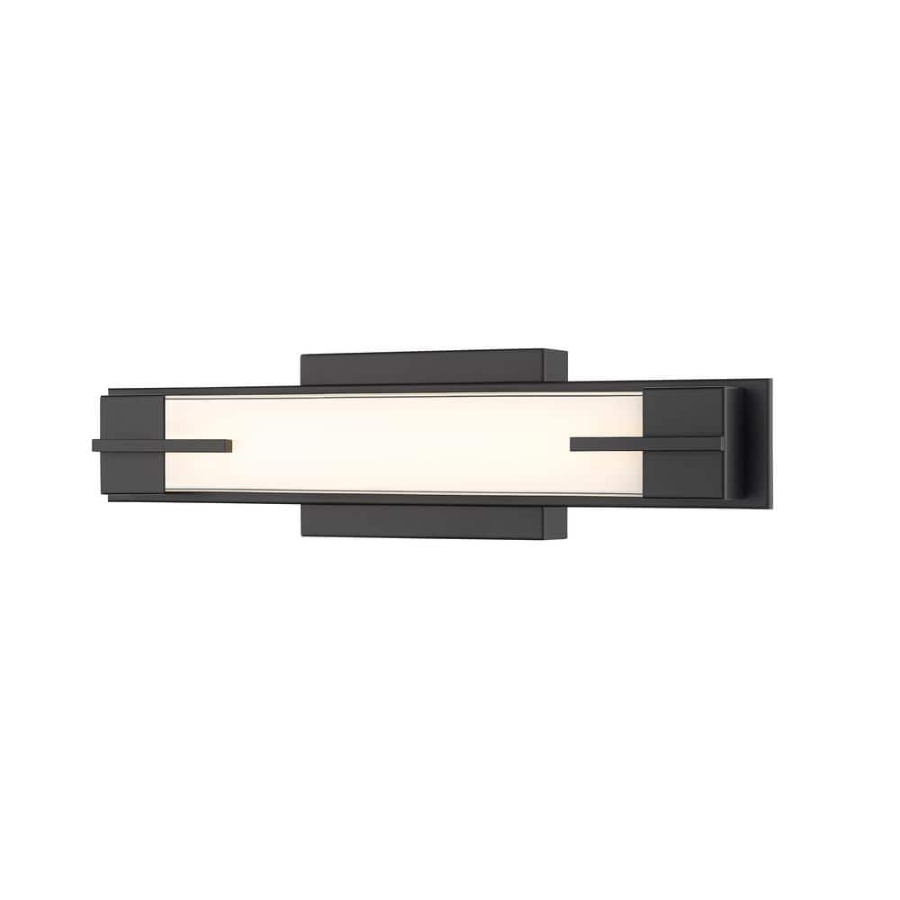 Chase 18 in. 1-Light Matte Black LED Vanity with Gloss Opal Shade