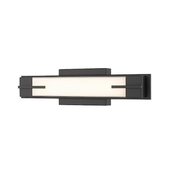 Unbranded Chase 18 in. 1-Light Matte Black LED Vanity with Gloss Opal Shade