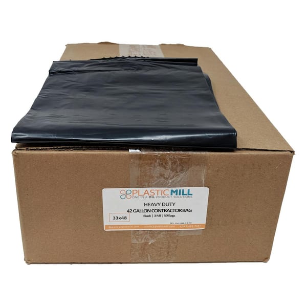 Dynamic 03500 42 Gal 3mil Black Contractor Trash Bags (50 Pack)