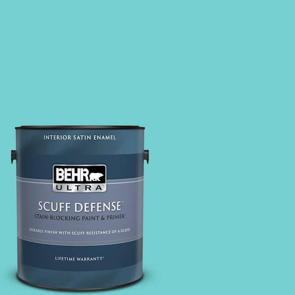 BEHR ULTRA 1 gal. #P460-3 Soft Turquoise Extra Durable Satin Enamel Interior Paint & Primer