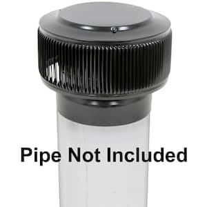 Aura PVC Vent Cap 8 in. Dia Black Aluminum Exhaust Static Roof Vent with Adapter for Sch. 40 or Sch. 80 PVC Pipe