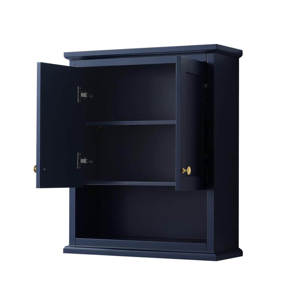 Avery Dark Blue and Gold Solid Wood Wall-Mounted Bathroom Cabinet