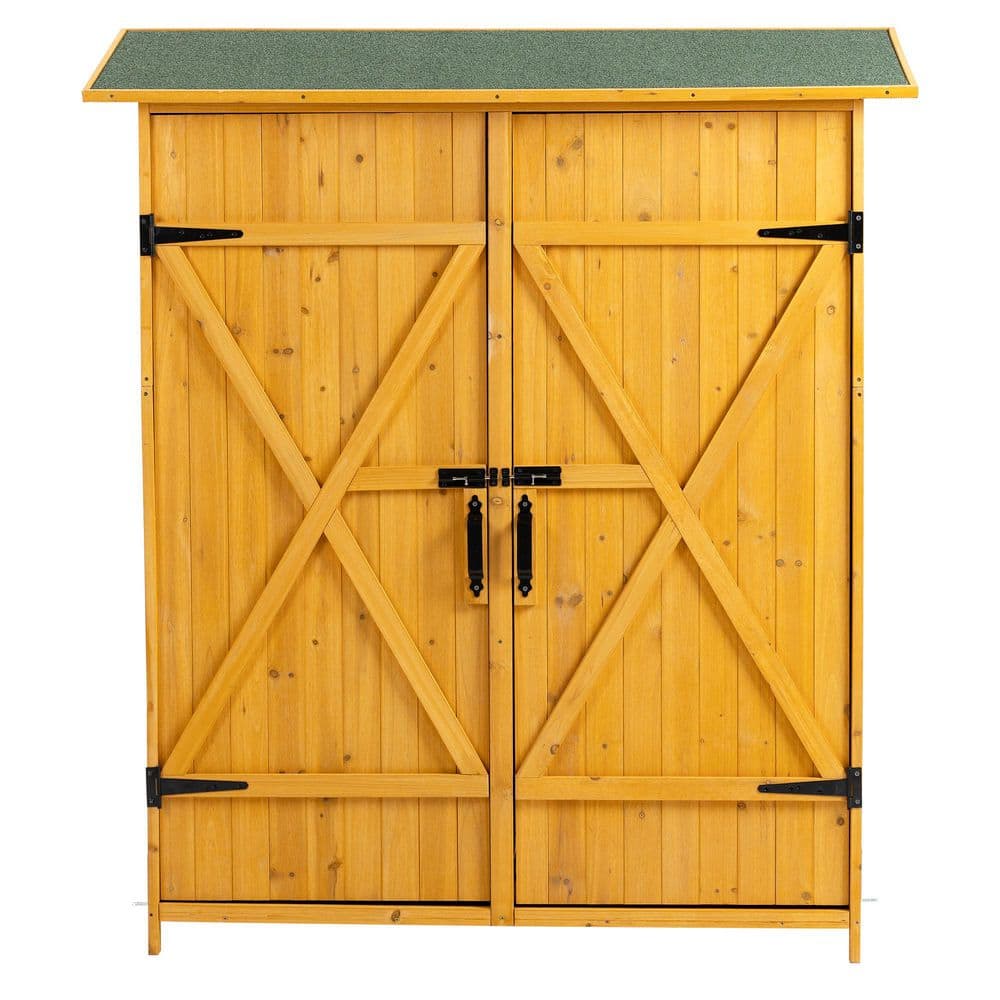 19.5 in. W x 56 in. D x64 in. H Outdoor Storage Shed, Lockable Tool Shed, Natural Wooden Garden Shed for Lawn & Patio