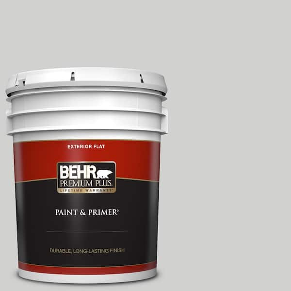 BEHR PREMIUM PLUS 5 gal. #N520-1 White Metal Flat Exterior Paint & Primer