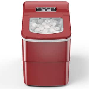 8.86 in. 26 lbs. Daily Production Bullet Ice Portable Countertop Ice Maker, 9-Bullet Ice Cubes Ready in 8 Mins in Red