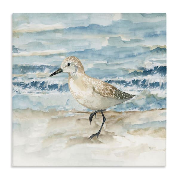 Stupell Industries Balancing Sandpiper on Shore by Nan Unframed Animal Graphic Art Print 24 in. x 4 in.