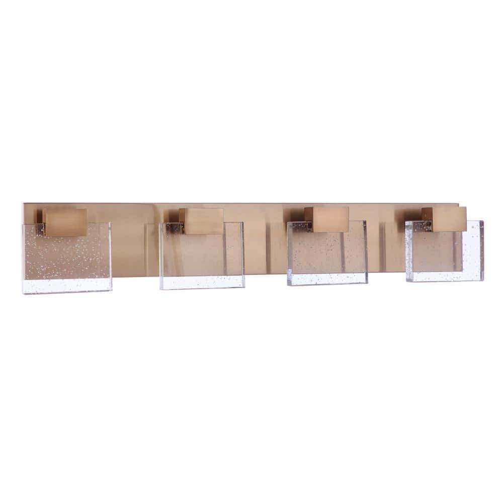 Alamere 29 in. Satin Brass Finish LED Vanity Light Bar with Clear Seeded Glass price history on PriceWatchPro