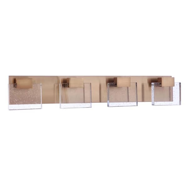 Alamere 29 in. Satin Brass Finish LED Vanity Light Bar with Clear Seeded Glass