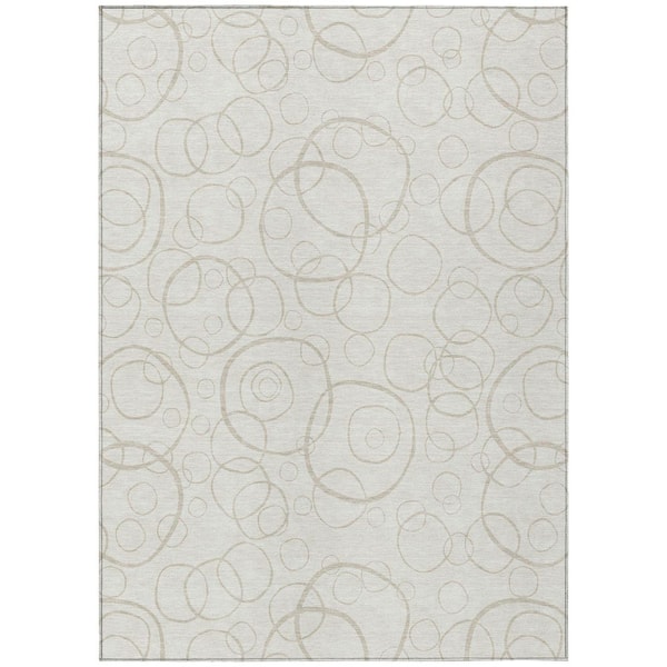 Chantille Machine Washable Indoor/Outdoor Abstract ACN2407 Ivory 8 ft. x 10 ft. Area Rug