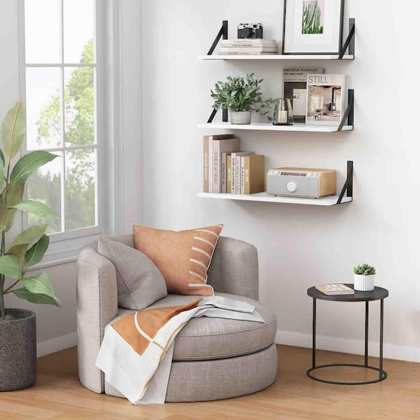 G.SHELF 1200(ウォールナット) 24 in. W x 8 in. D Floating Decorative Wall Shelf Set of 3