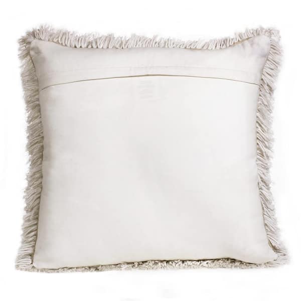 White 24 in. W x 24 in. L Faux Fur Square Shag Throw Pillow 507961GYH - The  Home Depot