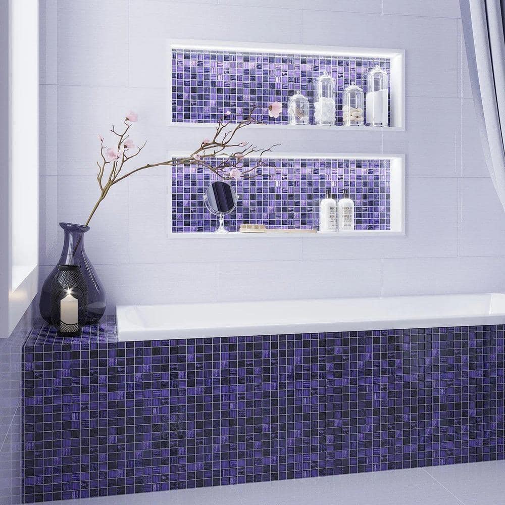 Nirvana 12" x 12" Purple Polished Glass Mosaic Tile