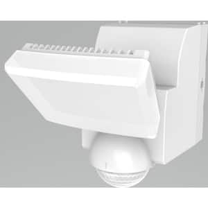 180-Degree White Single Battery Motion Sensor Outdoor Integrated LED Flood Light with 500 Lumens