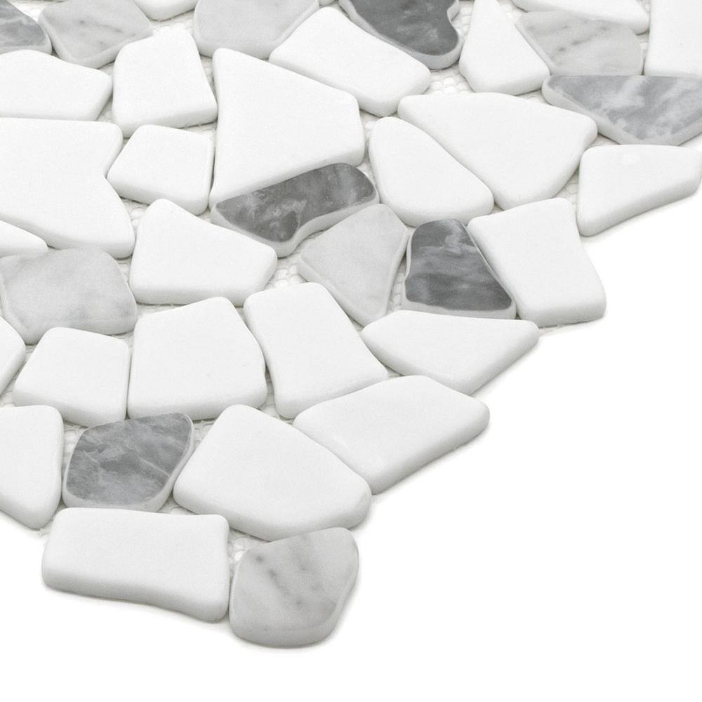 12" x 12" Mixed Gray Pebble Glass and Marble Mosaic Tile