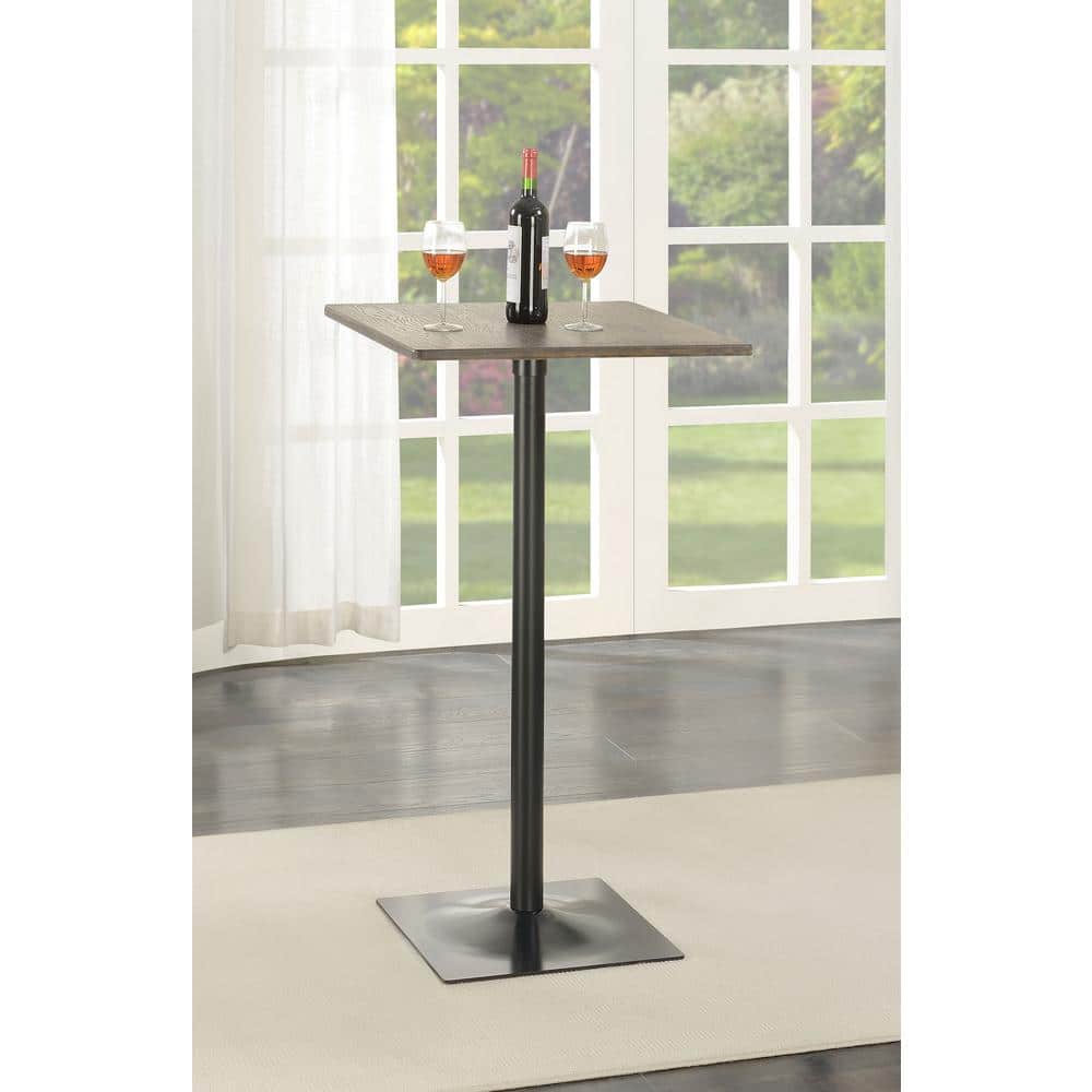 Dark Elm and Matte Black Square Bar Height Table