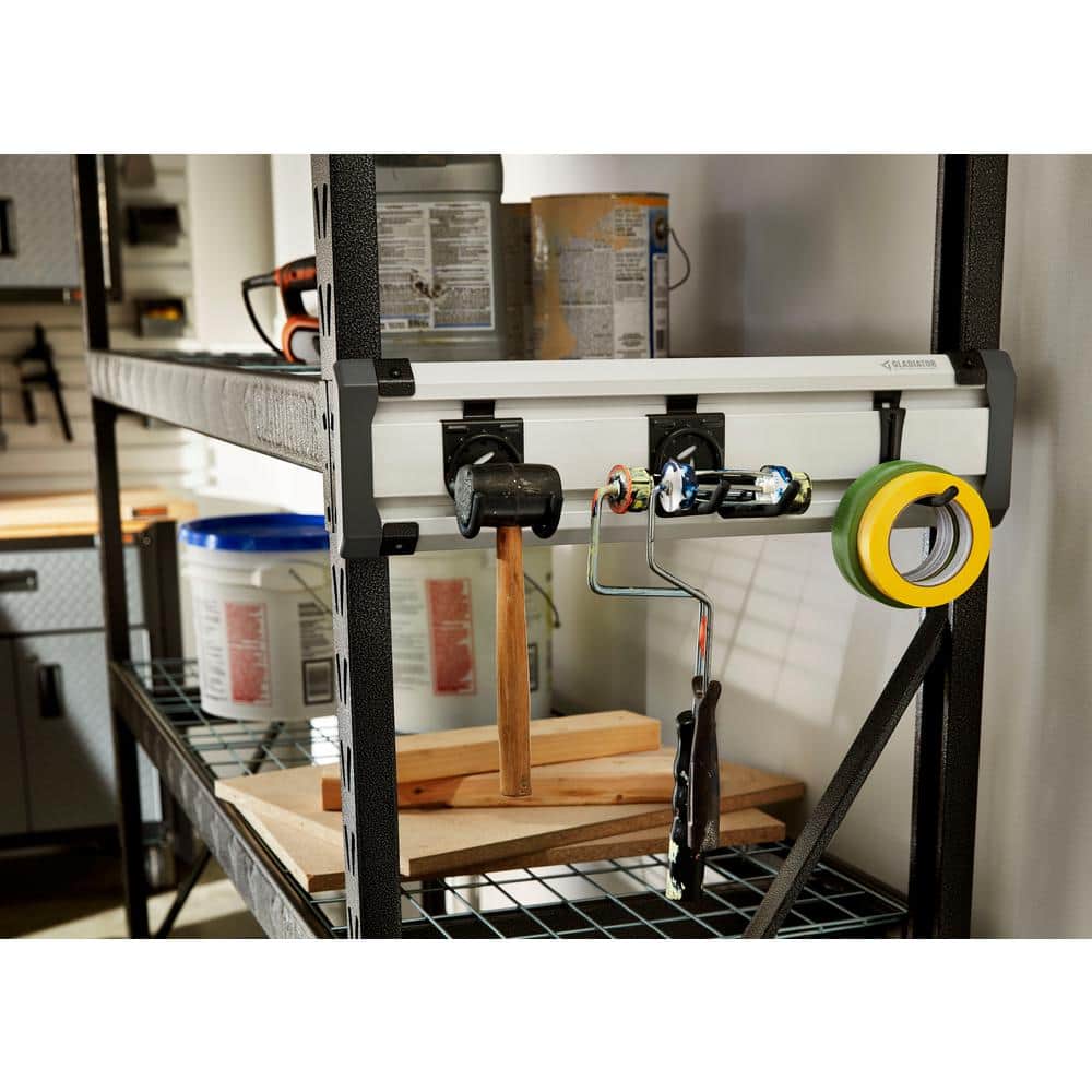 24" Gray PVC Industrial GearTrack Rack with Hooks
