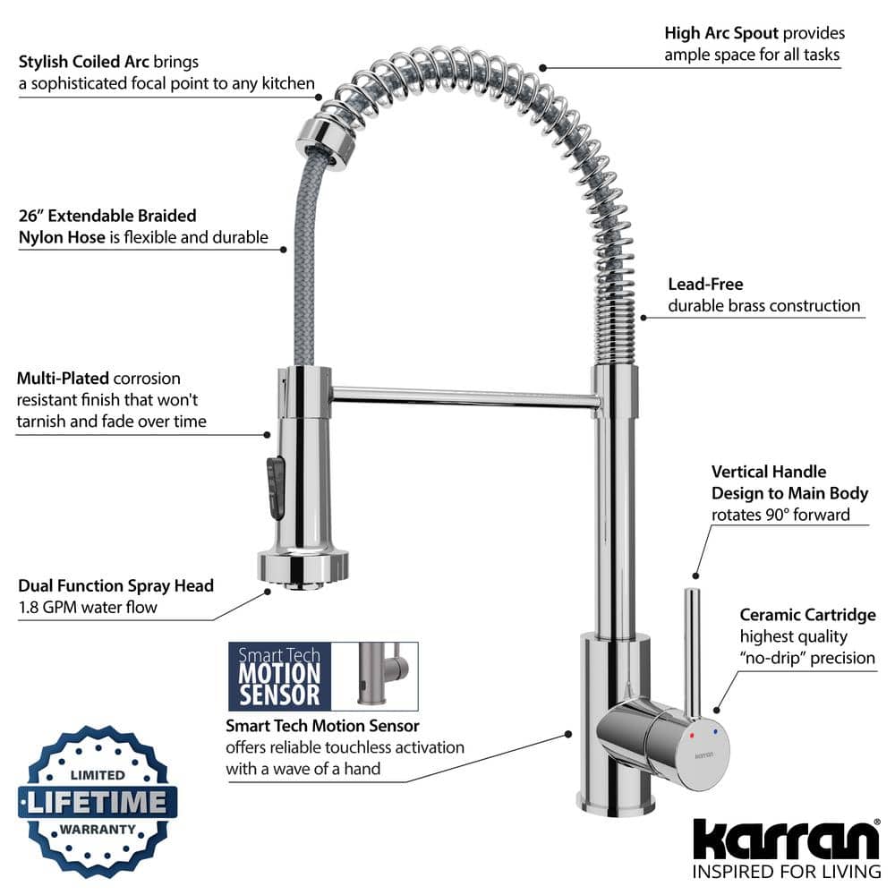 Chrome Touchless Pull-Down Kitchen Faucet with Spray