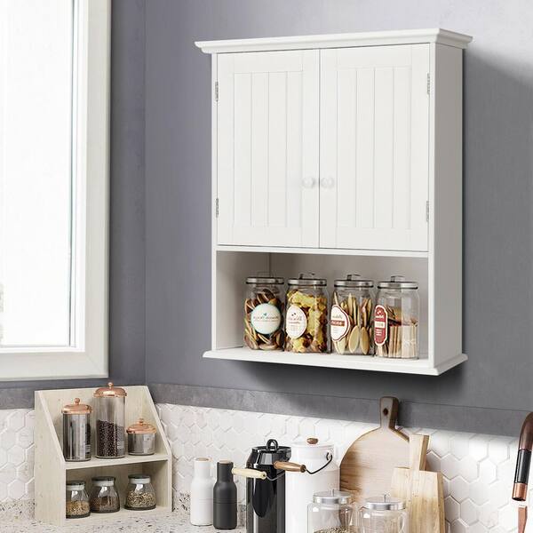 Forclover Bathroom Storage Cabinet 23.5-in x 28-in x 8-in Gray Bathroom Wall Cabinet