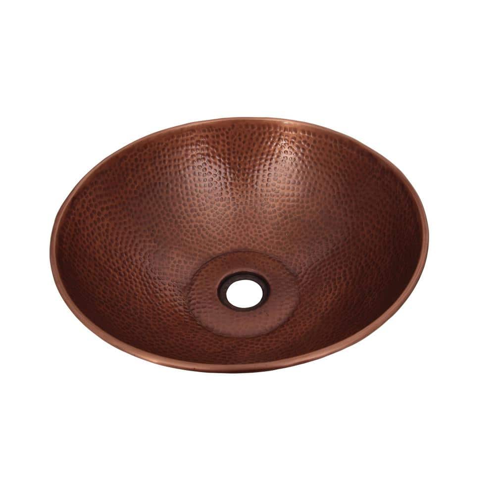 15.25'' Round Hammered Copper Vessel Sink