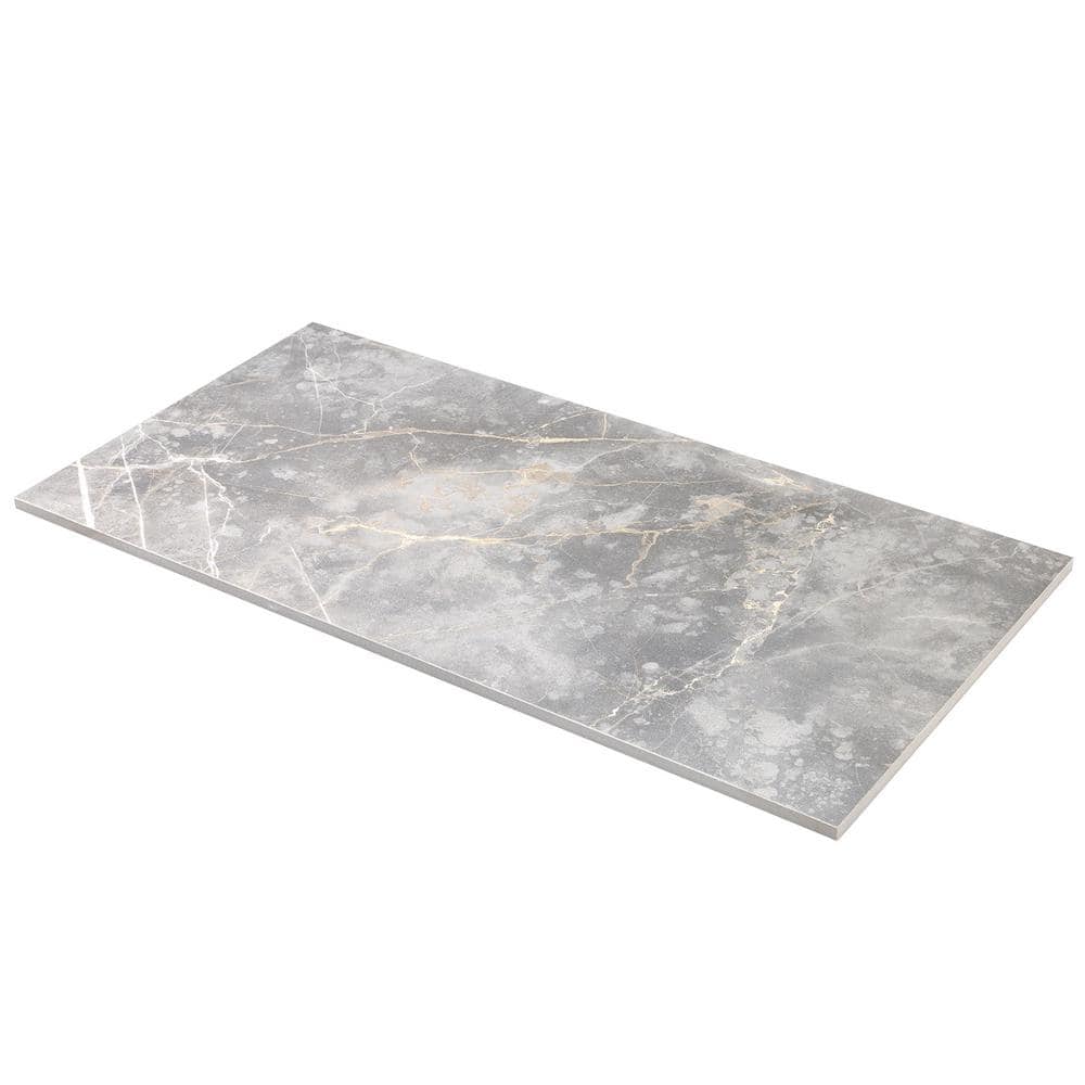 Grace Polished Gray Porcelain Marble Look Large Format Tile
