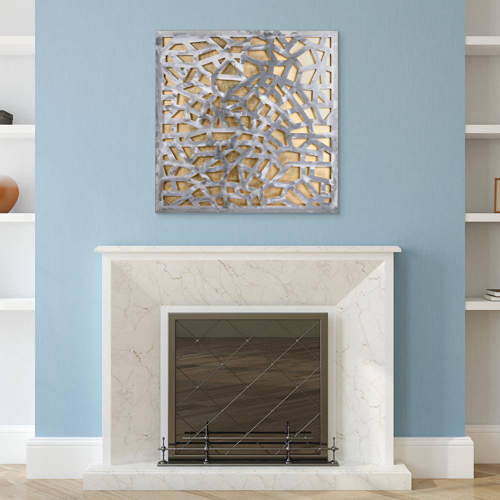 Gold Enigma 32" Polished Steel and Gold Leaf Wall Sculpture