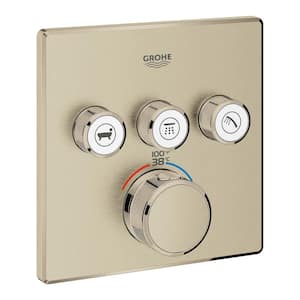 Grohtherm Smart Control Triple Function Square Thermostatic Trim with Control Module in Brushed Nickel