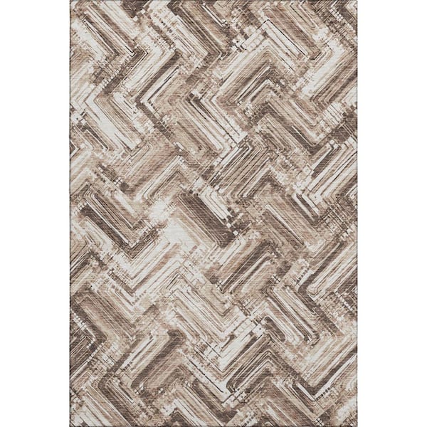 Addison Rugs Mayfield Premium Machine Washable Indoor/Outdoor Geometric AMF630 Brown 5 ft. x 7 ft. 6 in. Area Rug